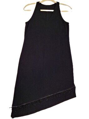 Racerback Bodycon Sz M Midi Sheath Dress Stretch Knit Asymmetrical Hem